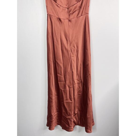 Jenny Yoo Collection 4 English Rose Orange Nicole Satin Halter Dress Low Back - Picture 9 of 14